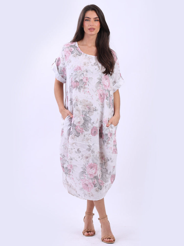 Floral Plus Size Linen Dress