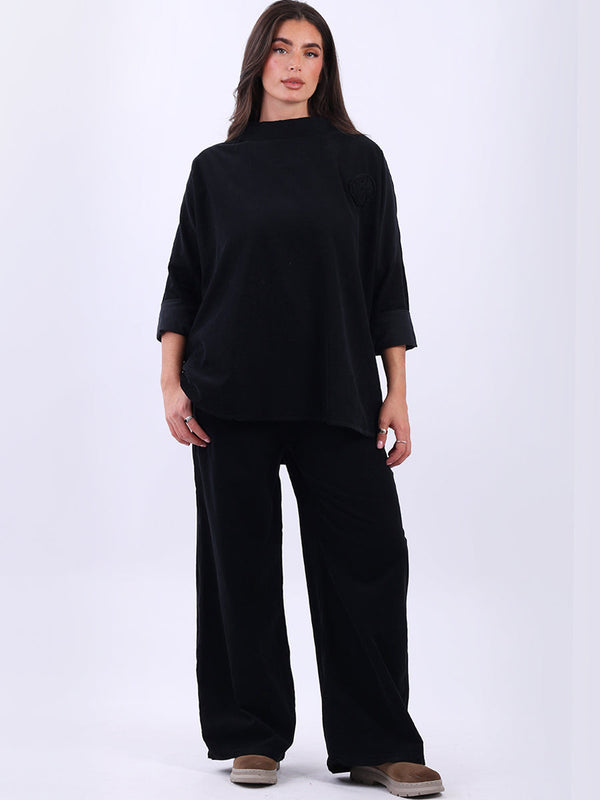 Women Cotton Corduroy Top Black