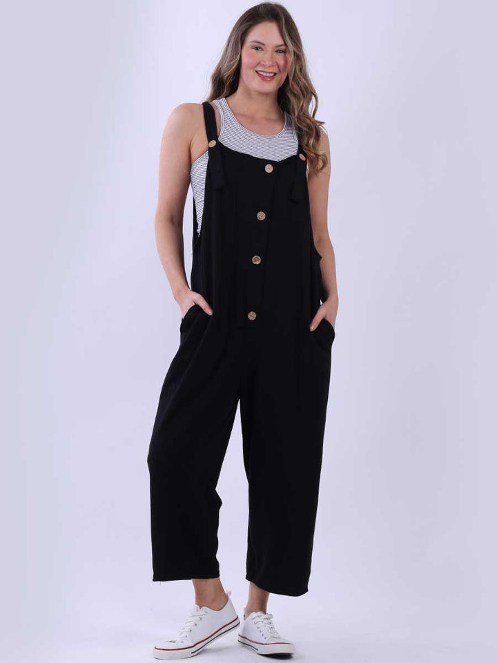 Women Cotton Dungaree Black