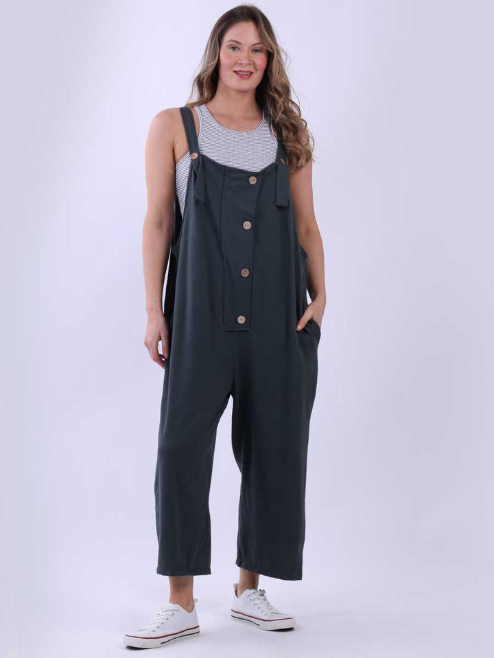 Women Cotton Dungaree Charcoal