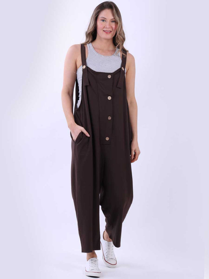 Women Cotton Dungaree Chocolate