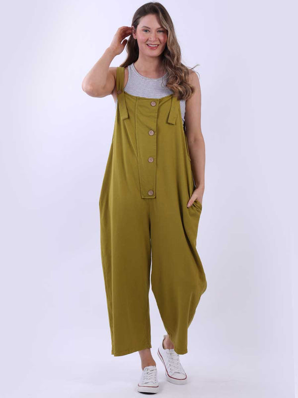 Women Cotton Dungaree Olive