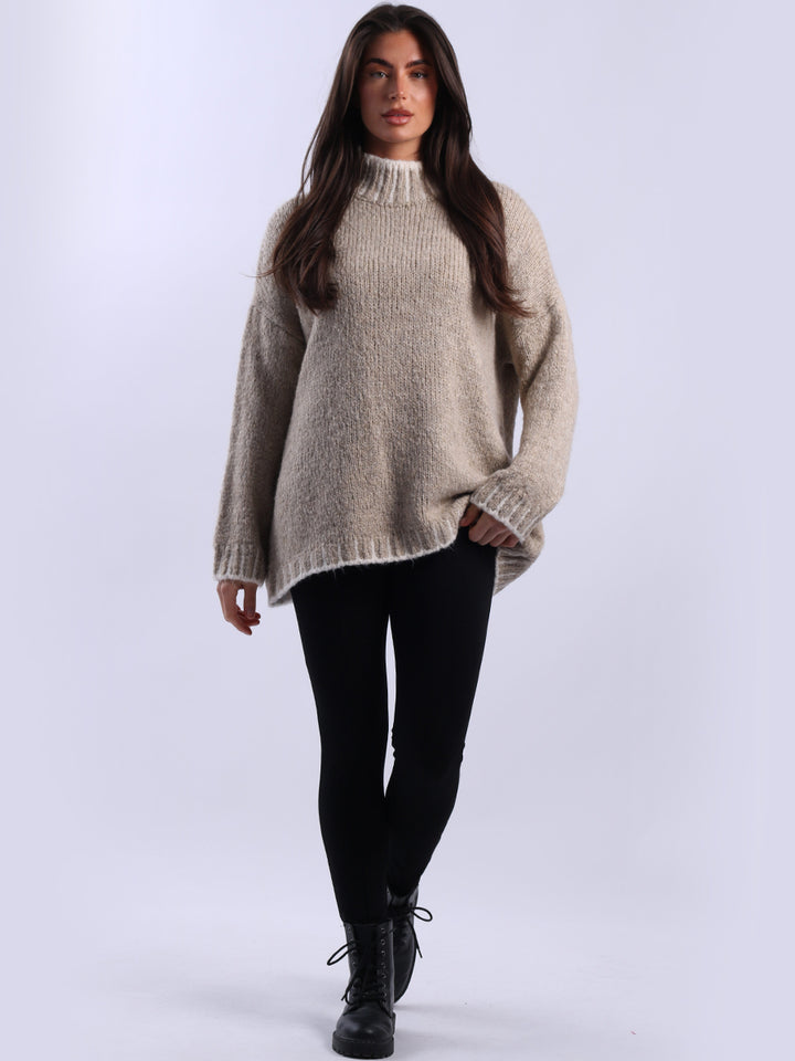 Whipstitch Wool Knit Jumper Mocha