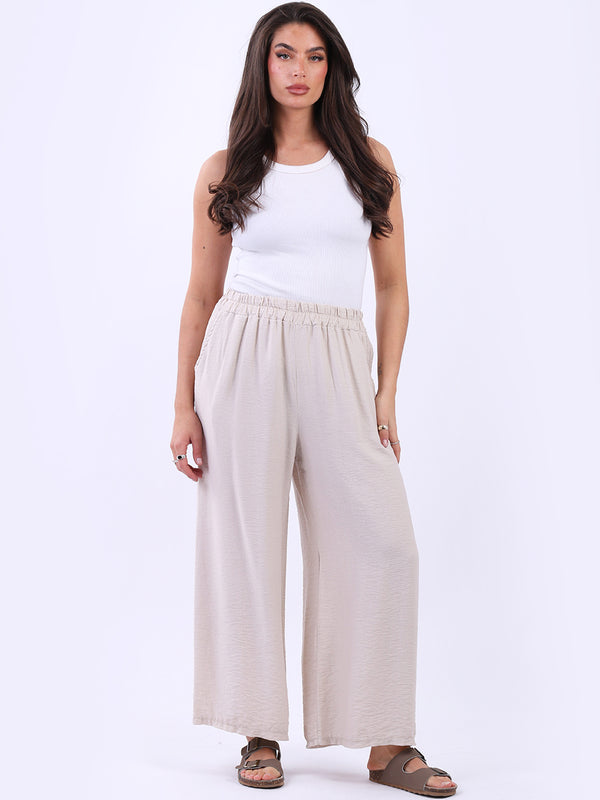 High Waisted Wide Leg Pant Beige
