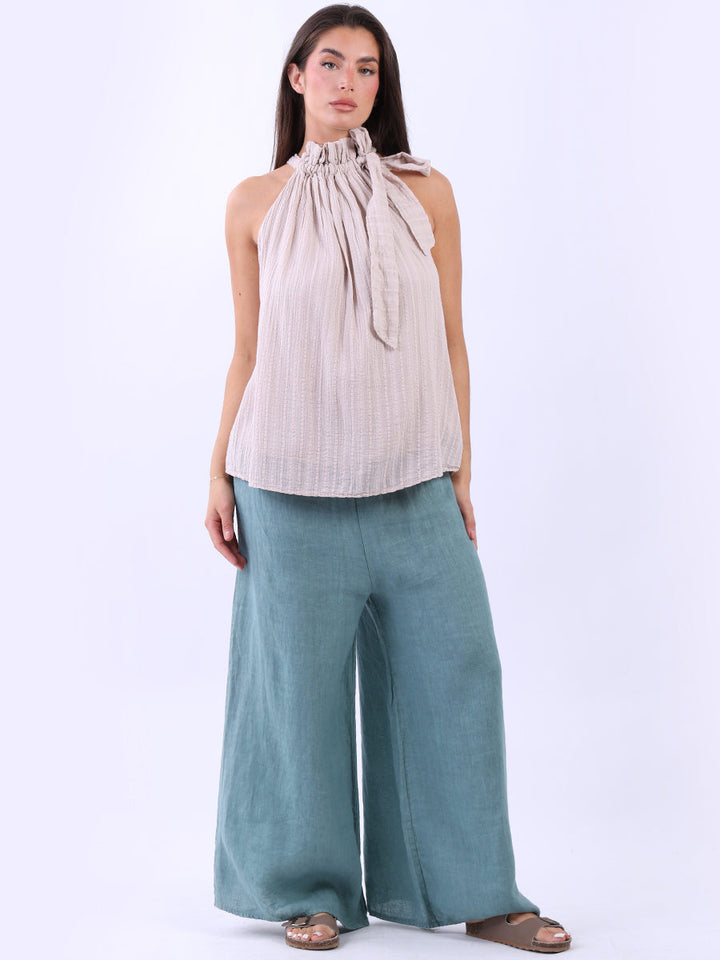 Cotton Halter Top Beige