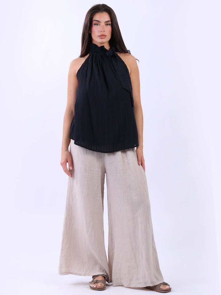 Cotton Halter Top Black