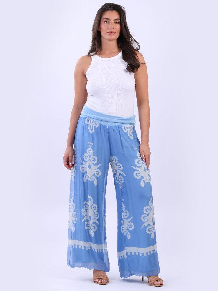 Wide Leg Silk Trouser Denim