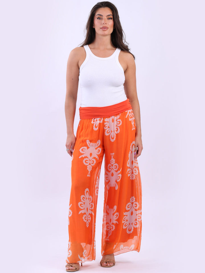 Wide Leg Silk Trouser Orange