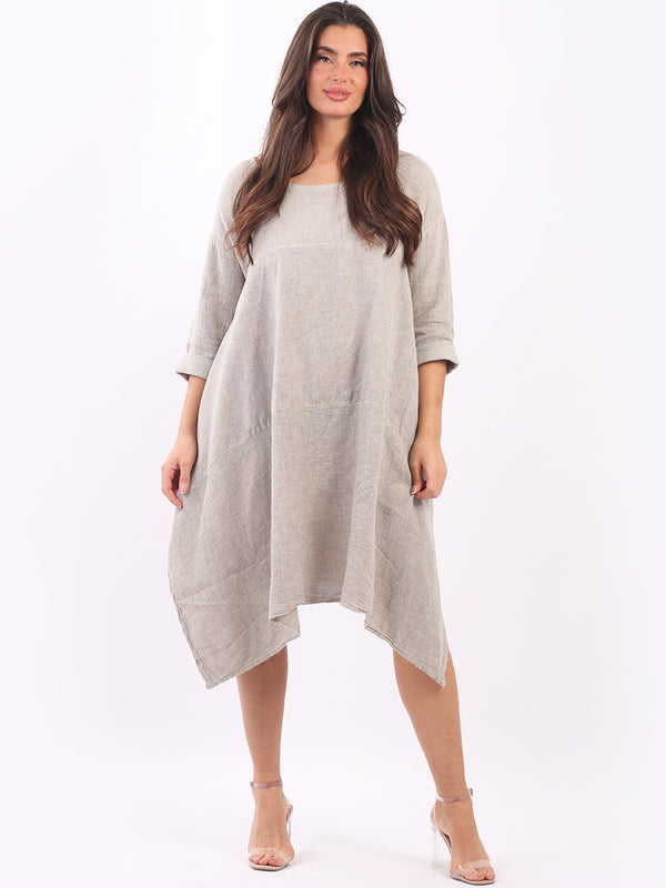 Italian Acid Washed Tunic Hem Linen Lagenlook Slouch Dress