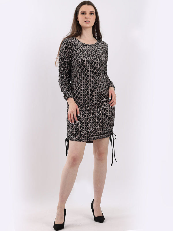 Ruched Velour Dress Black