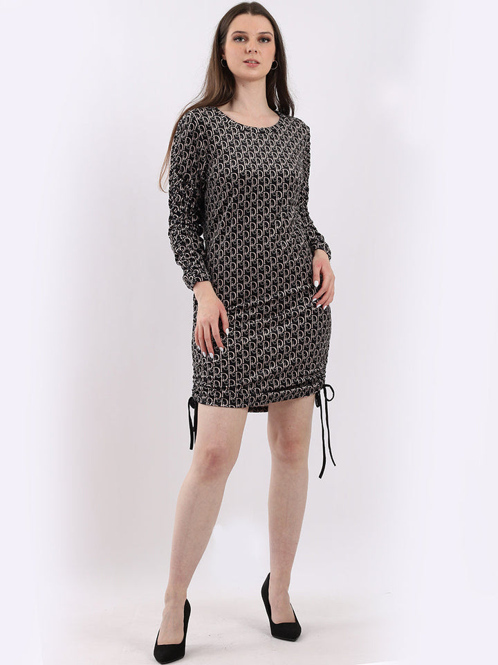 Ruched Velour Dress Black