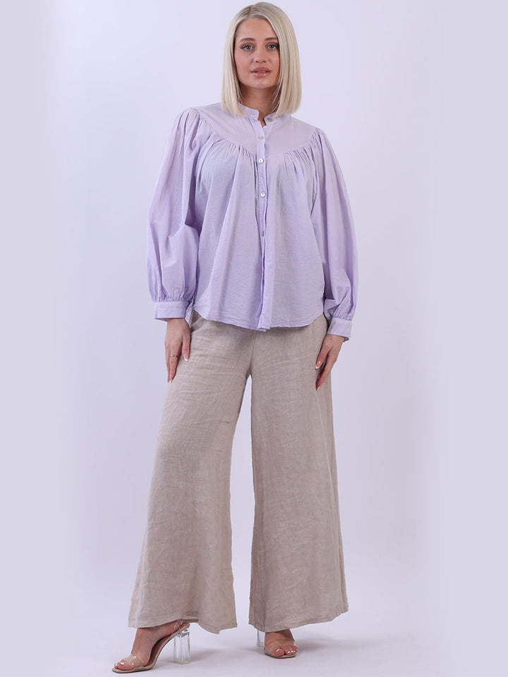 Batwing Cotton Baggy Crop Blouse Lilac