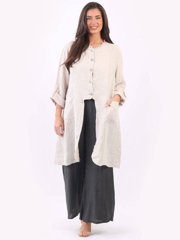 Vintage Washed Linen Jacket Beige