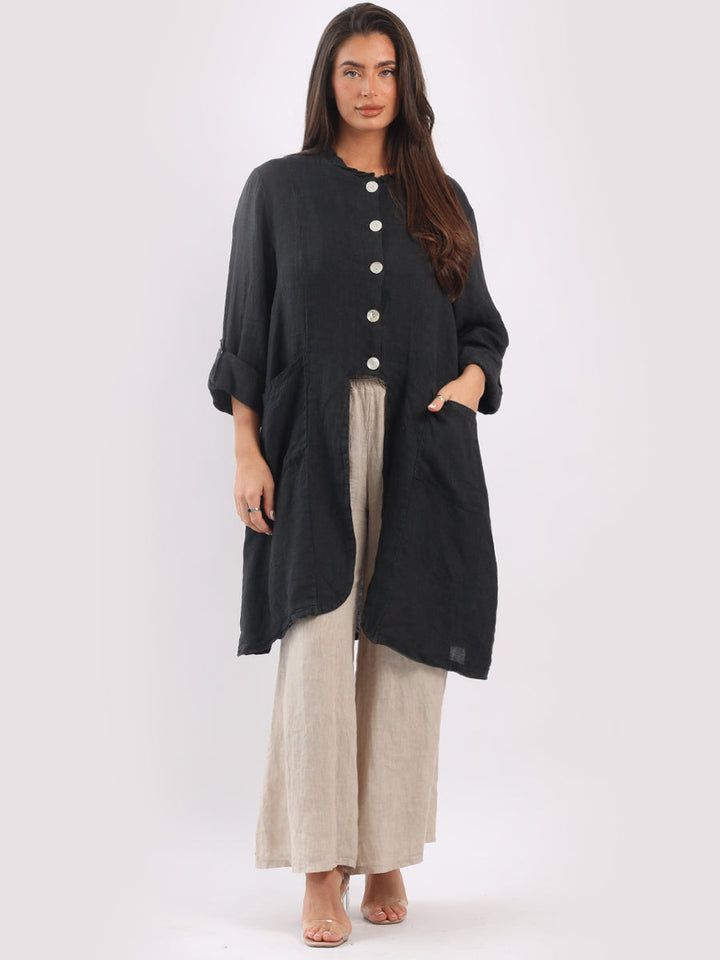 Vintage Washed Linen Jacket Charcoal