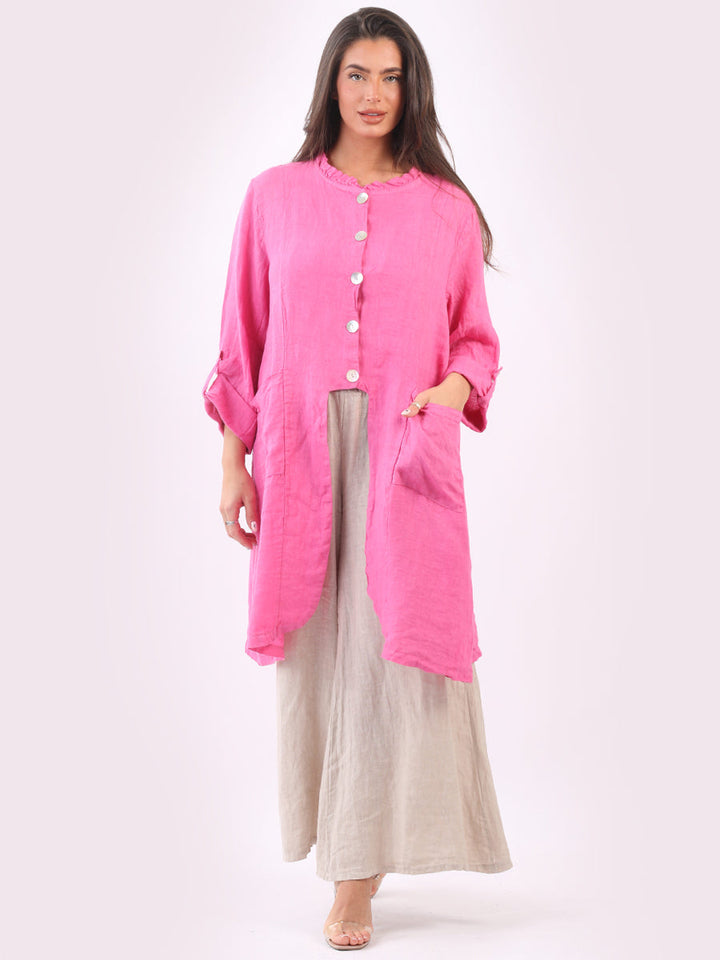 Vintage Washed Linen Jacket Fuchsia