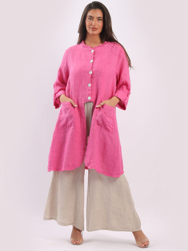 Vintage Washed Linen Jacket Fuchsia