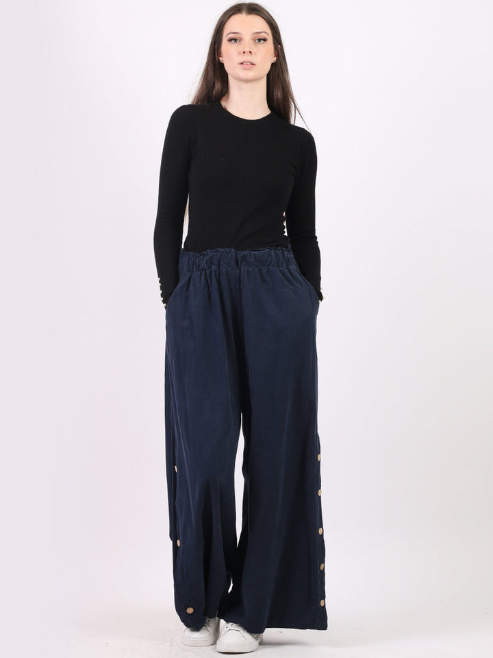 Plain Cotton Corduroy Wide Leg Trouser
