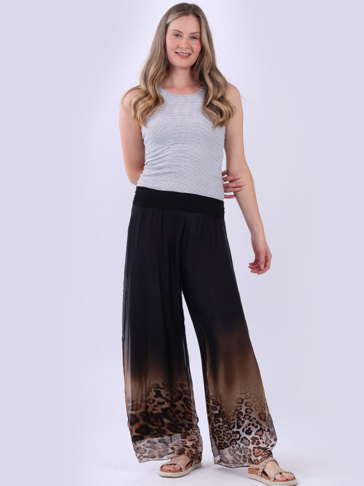 Wide Leg Silk Trouser Black