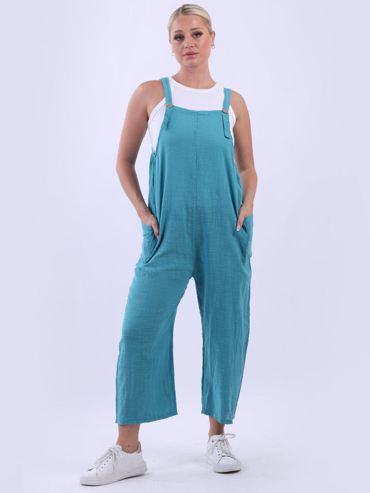 Plain Cotton Pabo Jumpsuit Aqua