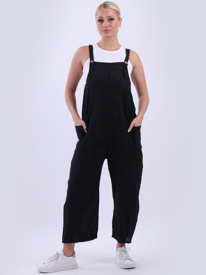 Plain Cotton Pabo Jumpsuit Black