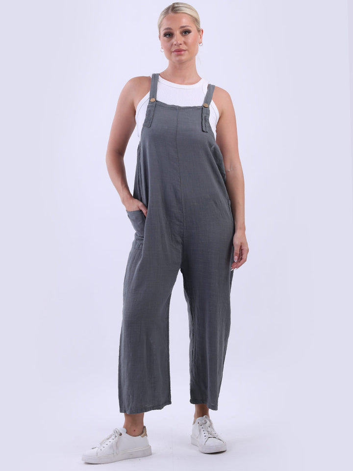 Plain Cotton Pabo Jumpsuit Charcoal