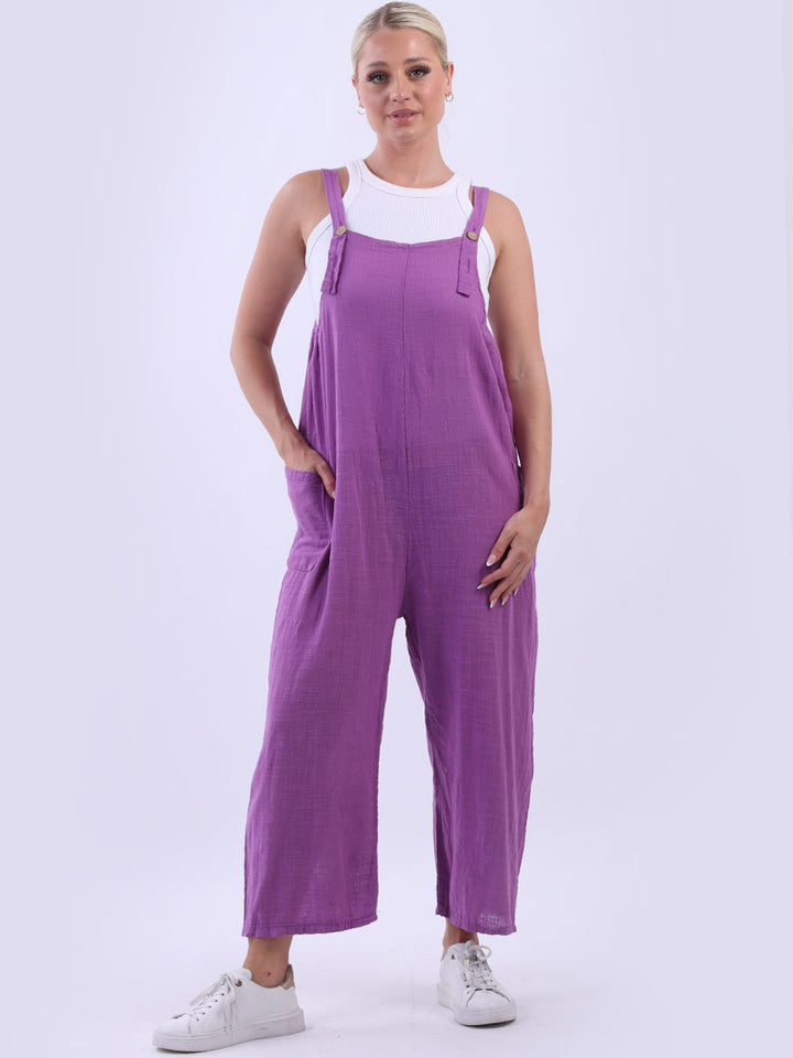 Plain Cotton Pabo Jumpsuit Magenta