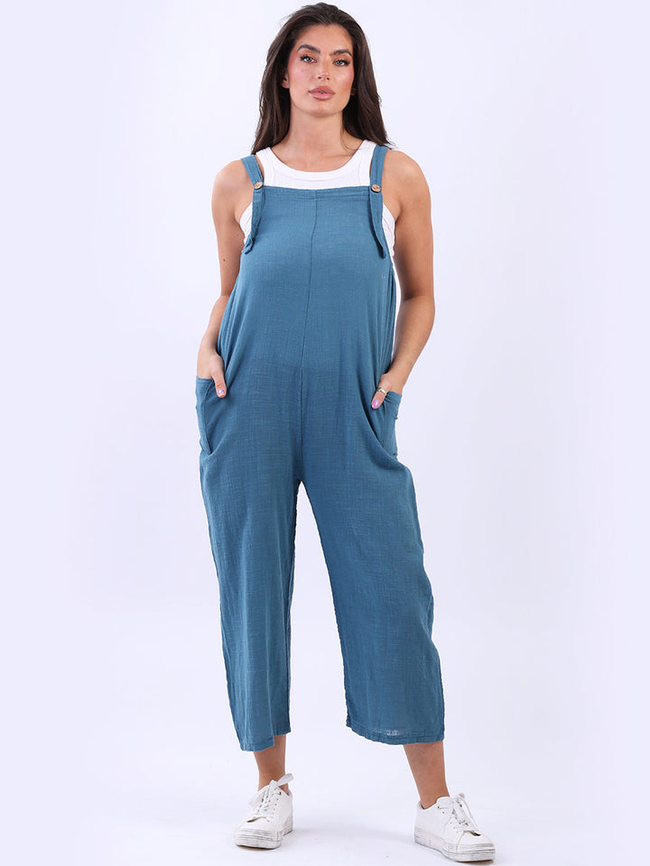 Plain Cotton Pabo Jumpsuit Teal