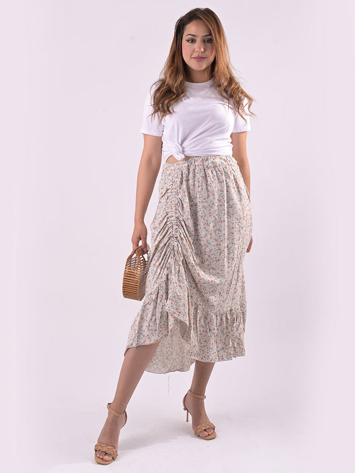 italian ditsy floral print fathered front classy skirt