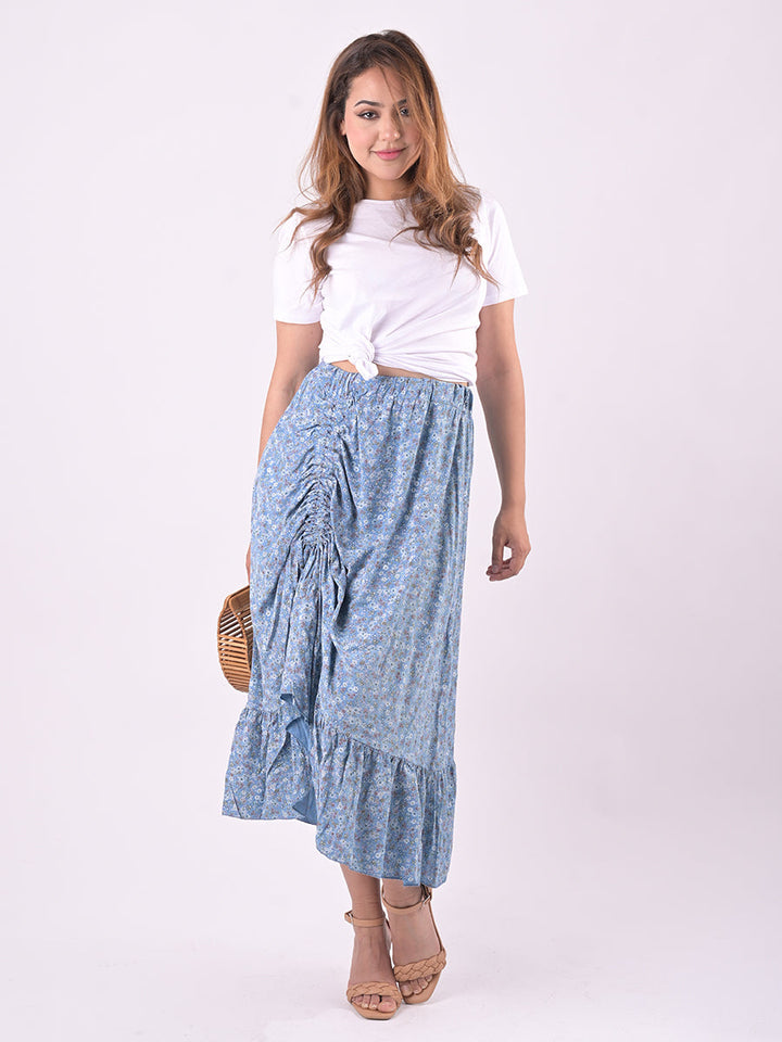 italian ditsy floral print fathered front classy skirt