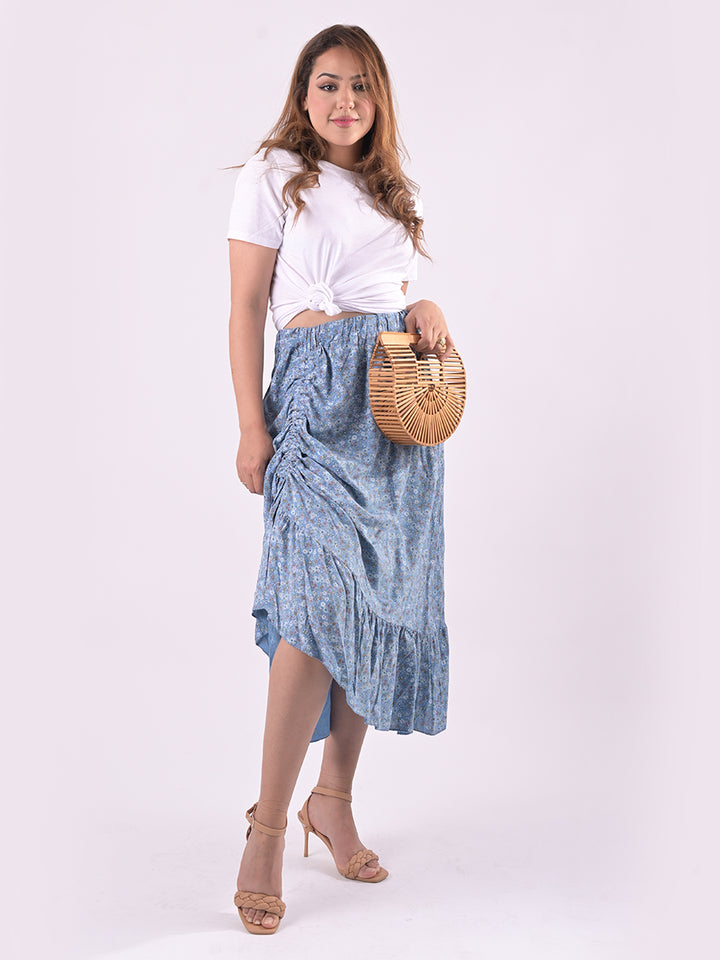 italian ditsy floral print fathered front classy skirt