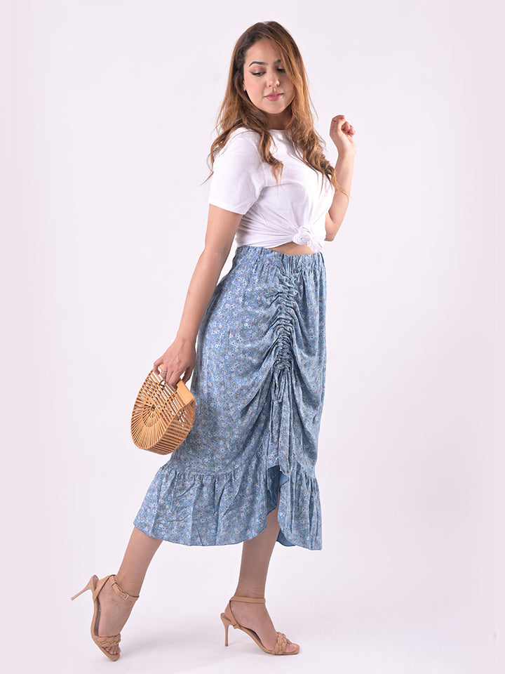 italian ditsy floral print fathered front classy skirt