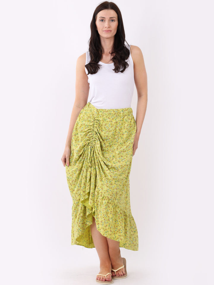 italian ditsy floral print fathered front classy skirt