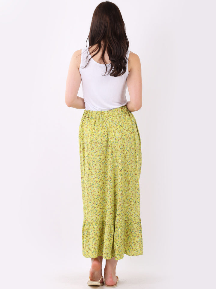italian ditsy floral print fathered front classy skirt