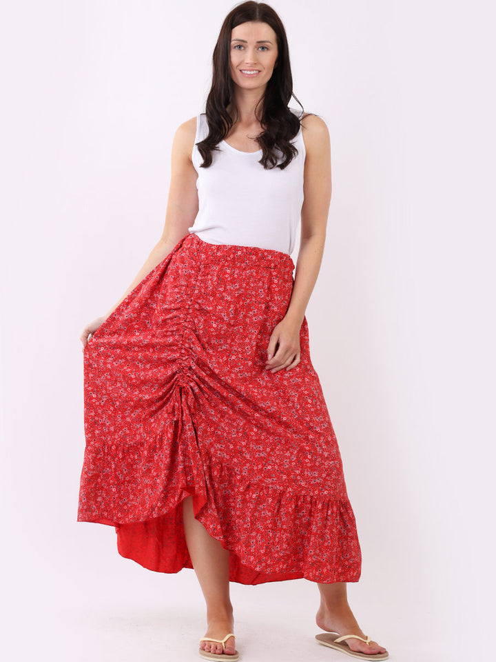 italian ditsy floral print fathered front classy skirt