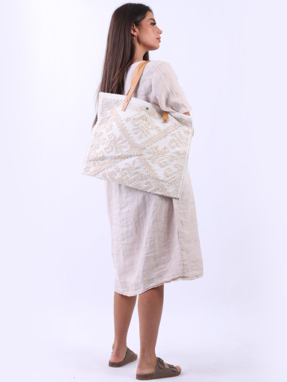 italian floral pattern canvas tote bag