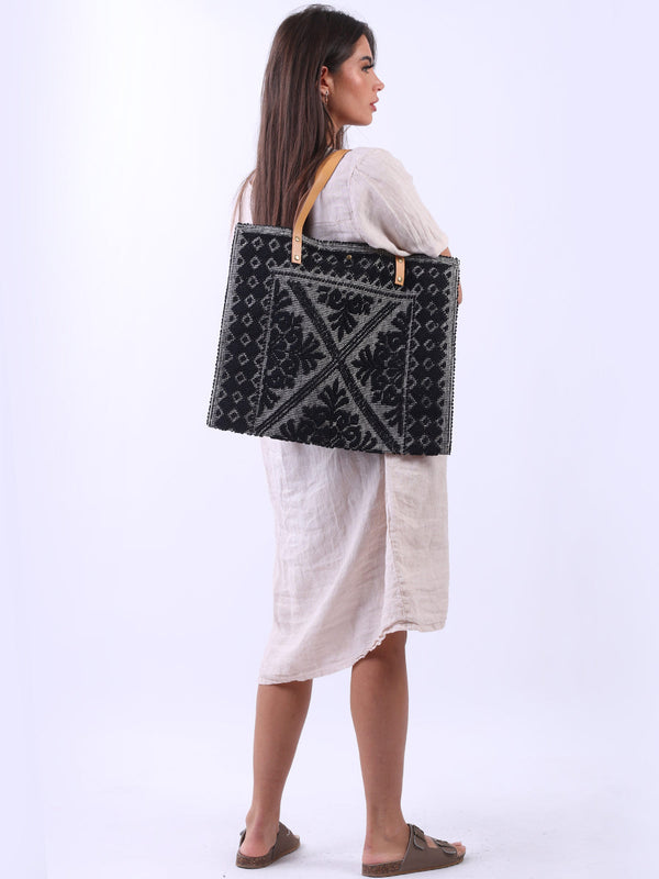italian floral pattern canvas tote bag