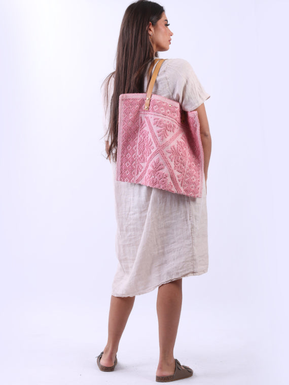 italian floral pattern canvas tote bag