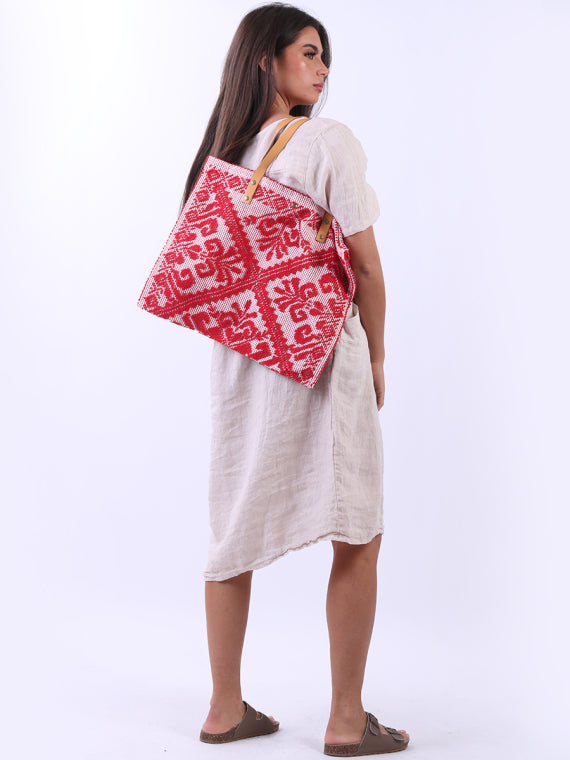 italian floral pattern canvas tote bag