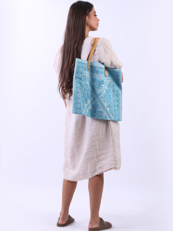 italian floral pattern canvas tote bag
