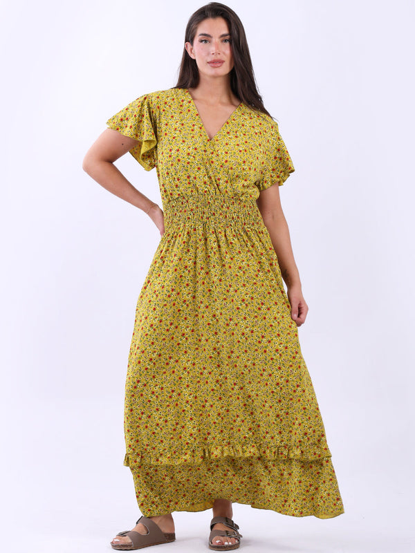 Italian Floral Print Lagenlook Boho Summer Maxi Dress