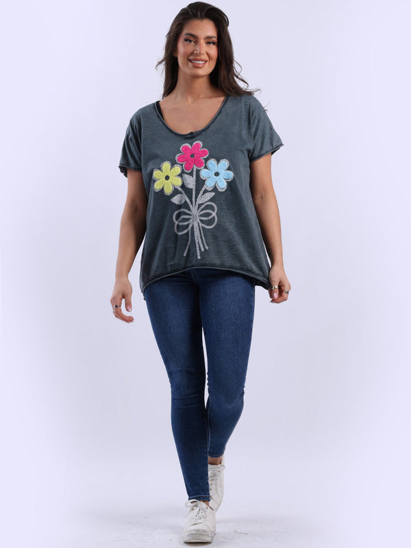 Vintage Wash Cotton Crop Tee Charcoal