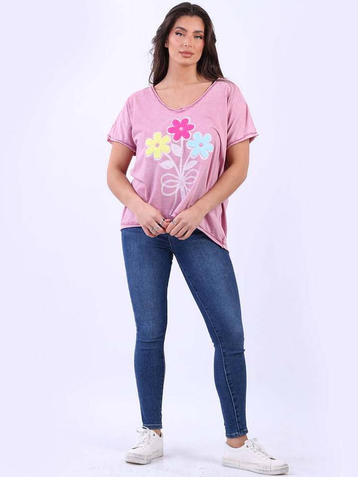 Vintage Wash Cotton Crop Tee Raspberry