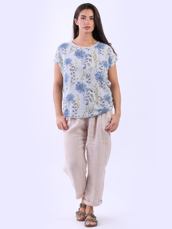 Cotton Baggy Crop Top Silver