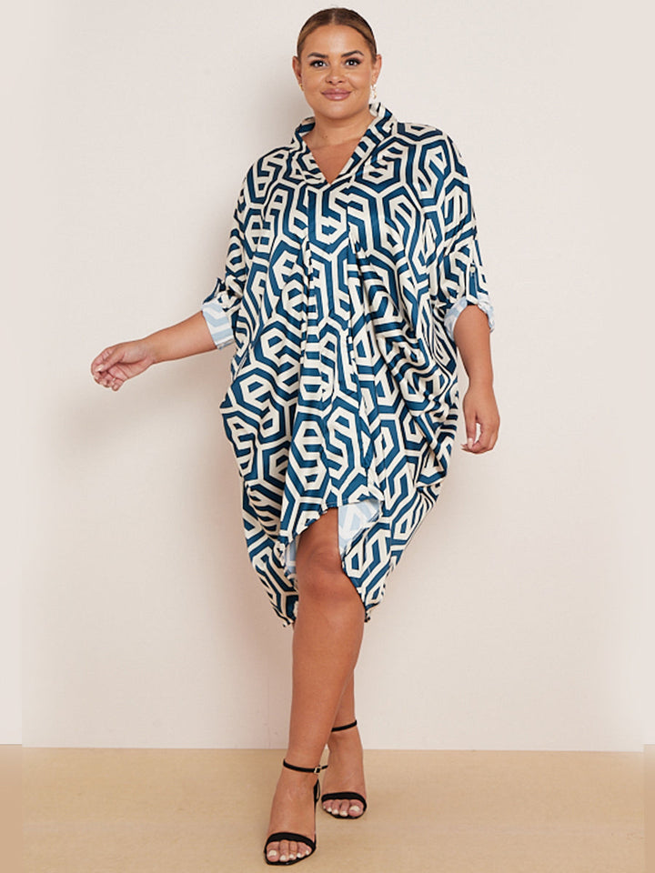 Drape Midi Dress Denim