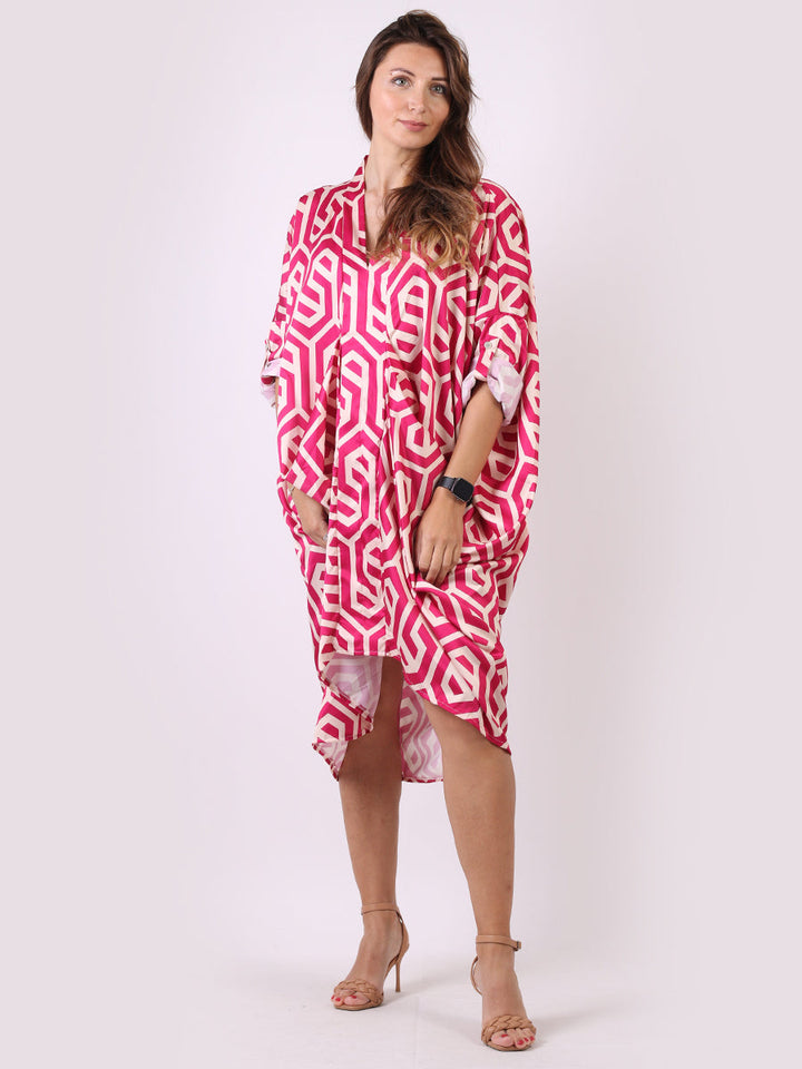 Drape Midi Dress Fuchsia