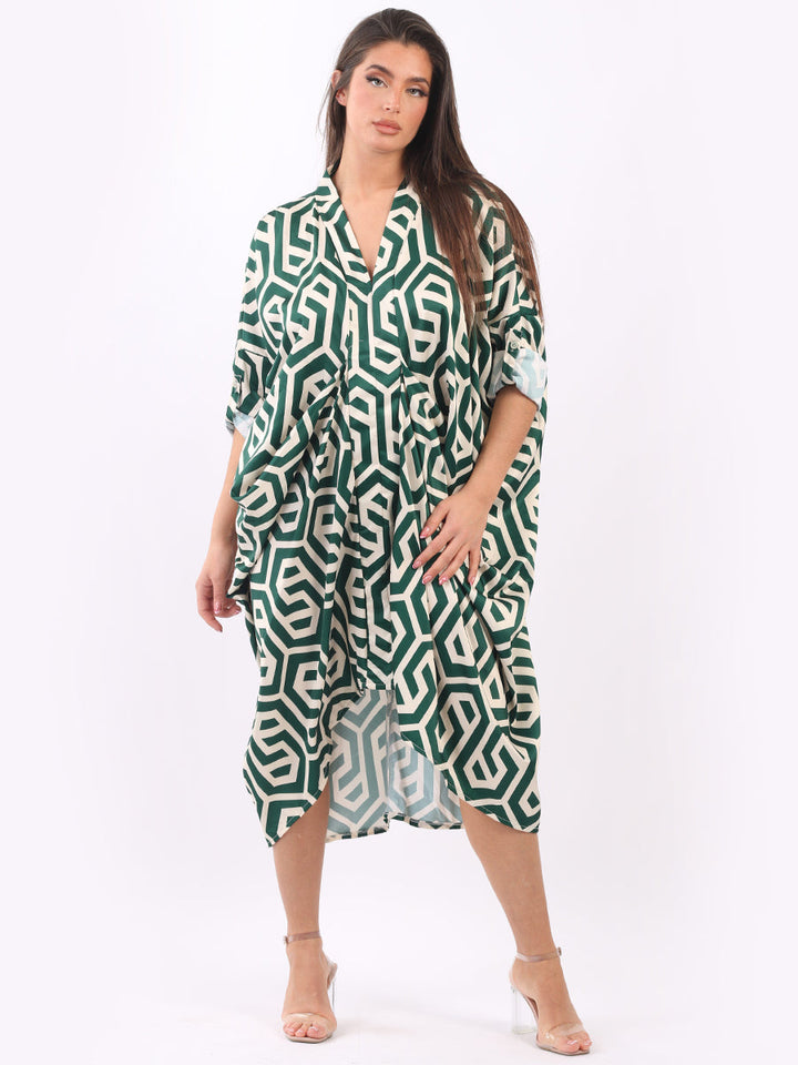 Drape Midi Dress Green