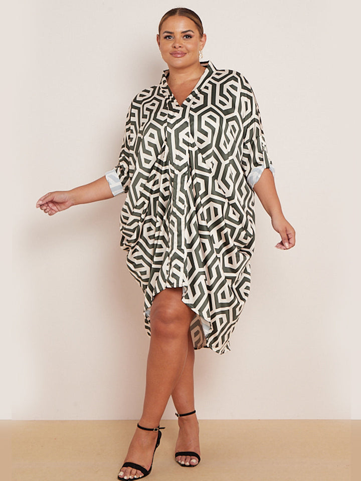 Drape Midi Dress Khaki