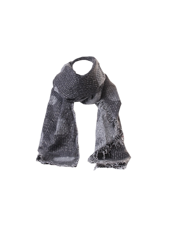 Italian Glittery Polka Dots & Strips Scarf-Charcoal