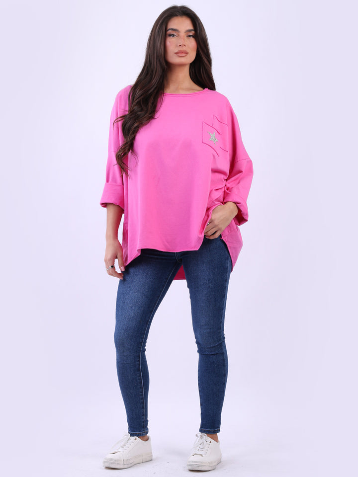 Lagenlook Cotton Tunic Top Fuchsia
