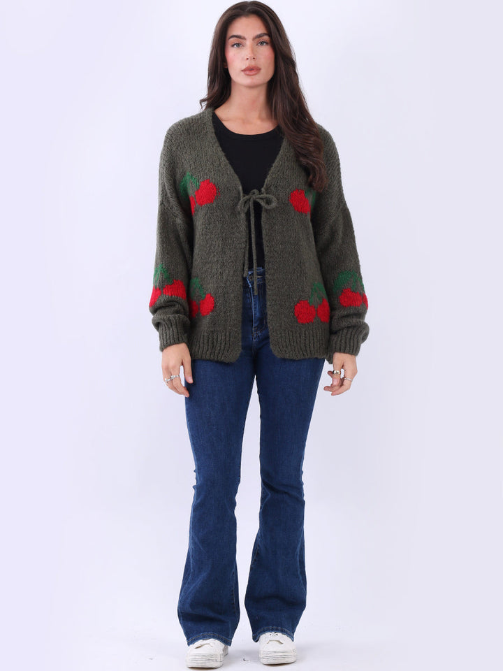 Italian Knitted Woolen Cardigan Khaki